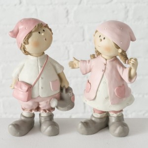 Figurina decorativa din rasina Valente Roz deschis / Alb / Gri, Modele Asortate, L10xl7xH15 cm