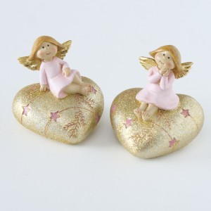 Figurina din polirasina Angelina Auriu / Roz, Modele Asortate, L8xl8xH8 cm