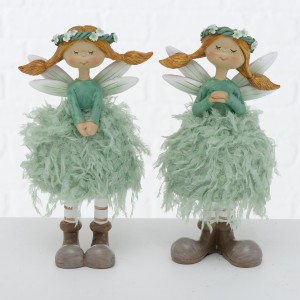 Set 2 figurine din polirasina, Bettsie Verde, Modele Asortate, L11xl8xH21,5 cm