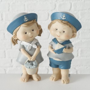 Set 2 figurine din polirasina, Cantillo Albastru / Gri deschis, Modele Asortate, L8xl7xH17 cm