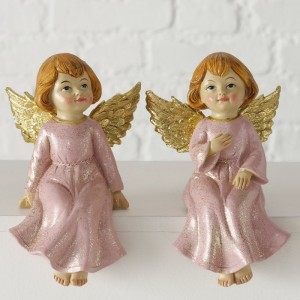 Figurina din rasina sintetica Angelina Roz / Auriu, Modele Asortate, L9xl8xH15 cm