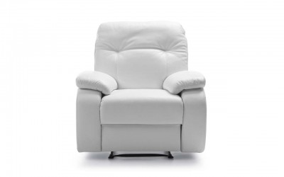 Fotoliu recliner tapitat cu piele ecologica Fino White, l98xA100xH99 cm