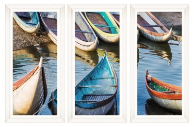 Tablou 3 piese Framed Art Fishing Boats
