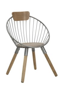 Scaun din metal si lemn York Natural / Gri, l66xA55xH91 cm