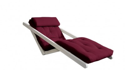 Fotoliu Extensibil, stofa si cadru lemn de pin Figo White, l80xA185xH82 cm