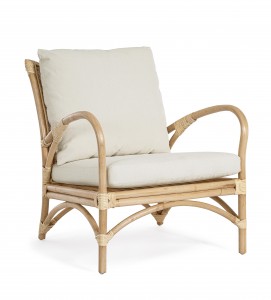 Fotoliu fix pentru gradina / terasa, din ratan, cu perne detasabile, Alicante Natural, l62xA82xH73 cm