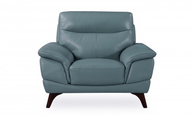 Fotoliu fix tapitat cu piele ecologica Cosimo Blue, l116xA97xH95 cm