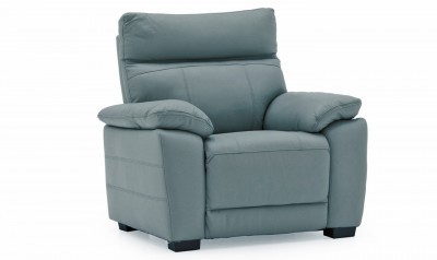 Fotoliu fix tapitat cu piele ecologica Positano Blue, l101xA94xH98 cm