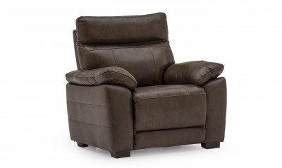 Fotoliu fix tapitat cu piele ecologica Positano Brown, l101xA94xH98 cm