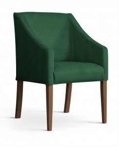 Fotoliu fix tapitat cu stofa si picioare din lemn Capri Velvet Verde / Nuc, l58xA60xH89 cm