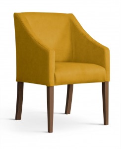 Fotoliu fix tapitat cu stofa si picioare din lemn Capri Velvet Mustariu / Nuc, l58xA60xH89 cm
