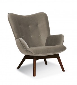 Fotoliu fix tapitat cu stofa, cu picioare din lemn Cherub Beige / Walnut, l79xA91xH93 cm