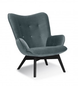 Fotoliu fix tapitat cu stofa, cu picioare din lemn Cherub Grey / Black, l79xA91xH93 cm