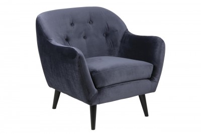 Fotoliu fix tapitat cu stofa, cu picioare din lemn Denver Bleumarin, l84xA82xH82 cm