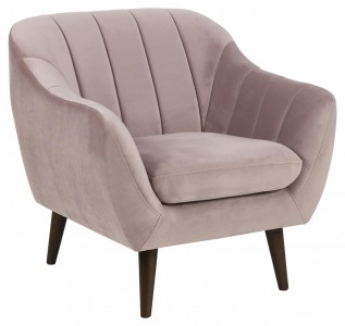 Fotoliu fix tapitat cu stofa, cu picioare din lemn Doria Rose, l83xA83xH83 cm