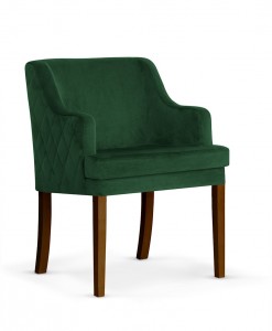 Fotoliu fix tapitat cu stofa, cu picioare din lemn Grand Green / Walnut, l58xA60xH89 cm