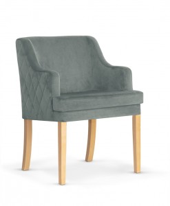 Fotoliu fix tapitat cu stofa, cu picioare din lemn Grand Grey / Oak, l58xA60xH89 cm