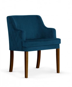 Fotoliu fix tapitat cu stofa, cu picioare din lemn Grand Navy Blue / Walnut, l58xA60xH89 cm