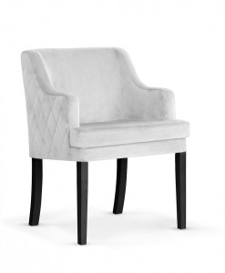 Fotoliu fix tapitat cu stofa, cu picioare din lemn Grand Silver / Black, l58xA60xH89 cm