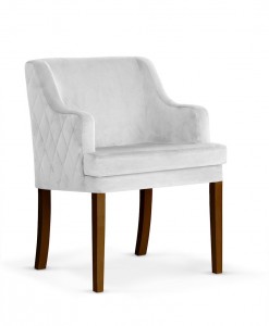 Fotoliu fix tapitat cu stofa, cu picioare din lemn Grand Silver / Walnut, l58xA60xH89 cm