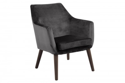 Fotoliu fix tapitat cu stofa, cu picioare din lemn Nora Gri inchis, l66xA68xH80 cm