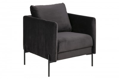 Fotoliu fix tapitat cu stofa, cu picioare metalice Kingsley Antracit, l73xA82xH85 cm