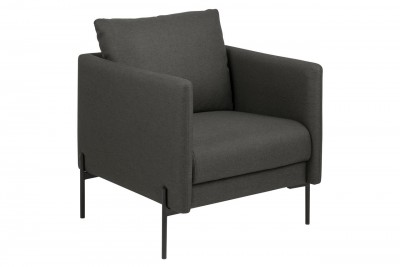 Fotoliu fix tapitat cu stofa, cu picioare metalice Kingsley Gri inchis, l73xA82xH85 cm