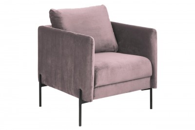 Fotoliu fix tapitat cu stofa, cu picioare metalice Kingsley Rose, l73xA82xH85 cm