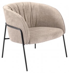 Fotoliu fix tapitat cu stofa si picioare metalice Scandia Bej / Negru, l74xA67,5xH70,5 cm