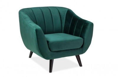 Fotoliu fix tapitat cu stofa, Elliette 1 Velvet Green, l91xA57xH83 cm