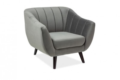 Fotoliu fix tapitat cu stofa, Elliette 1 Velvet Grey, l91xA57xH83 cm