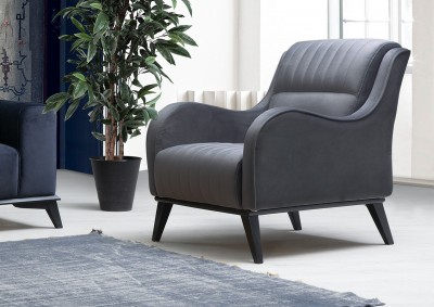 Fotoliu fix tapitat cu stofa, Lisa Velvet Antracit, l70xA90xH87 cm