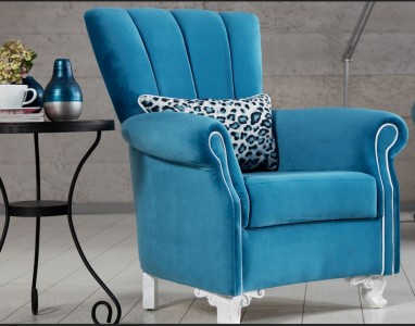 Fotoliu fix tapitat Morino Albastru K1, l90xA90xH103 cm