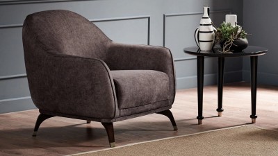 Fotoliu fix tapitat cu stofa Olivia Grej, l86xA85xH86 cm