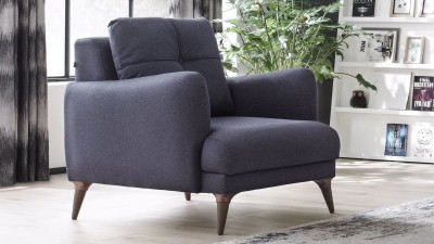 Fotoliu fix tapitat cu stofa Sante Bleumarin, l87xA96xH82 cm