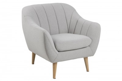 Fotoliu fix tapitat cu stofa si picioare din lemn Doria Gri Deschis, l83xA83xH83 cm