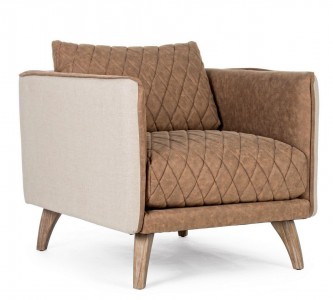 Fotoliu fix tapitat cu stofa si picioare din lemn, Helston Maro / Grej, l82,5xA89xH76,5 cm