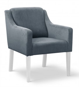 Fotoliu fix tapitat cu stofa si picioare din lemn, Milo Velvet Gri / Alb, l67xA70xH84 cm