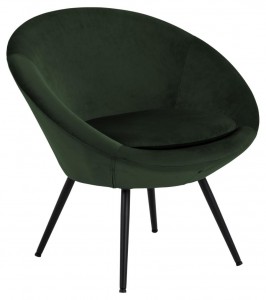 Fotoliu fix tapitat cu stofa si picioare metalice, Center II Velvet Verde / Negru, l82xA72xH81 cm