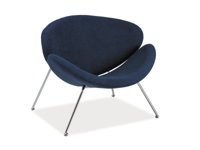 Fotoliu fix tapitat cu stofa si picioare metalice Maike Bleumarin / Crom, l84xA49xH72 cm