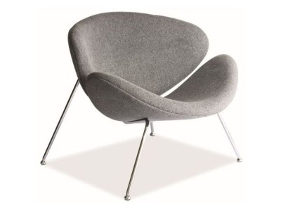 Fotoliu fix tapitat cu stofa si picioare metalice Maike Gri / Crom, l84xA49xH72 cm