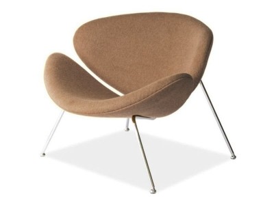 Fotoliu fix tapitat cu stofa si picioare metalice Maike Mustariu / Crom, l84xA49xH72 cm