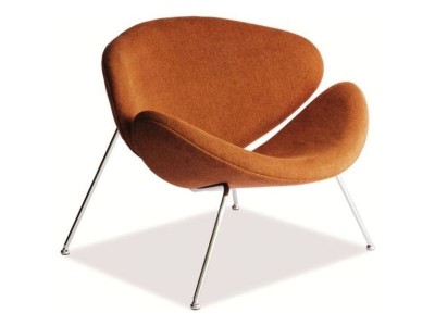 Fotoliu fix tapitat cu stofa si picioare metalice Maike Orange / Crom, l84xA49xH72 cm