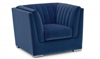 Fotoliu fix tapitat cu stofa Upton Velvet Blue, l109xA90xH80 cm