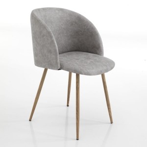 Fotoliu fix tapitat cu piele ecologica Kelly Grey, l52xA61xH82 cm