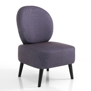 Fotoliu fix tapitat cu stofa, cu picioare din metal Rokka Grey, l58xA69xH86 cm