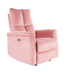 Fotoliu Recliner cu mecanism electric, tapitat cu stofa Newlyn Velvet Roz, l76xA94xH96 cm