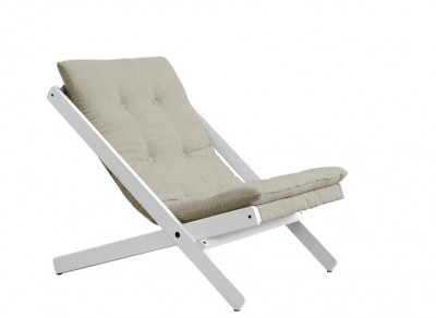 Fotoliu Relaxare, stofa si cadru lemn de fag, Boogie White Linen, l65xA88xH67 cm