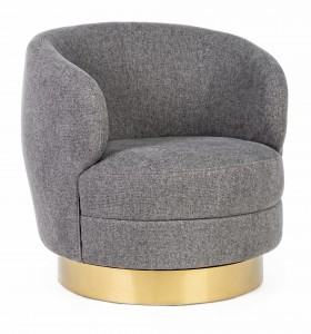Fotoliu rotativ tapitat cu stofa Gisella Gri / Auriu, l82xA78xH79 cm