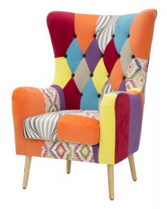 Fotoliu tapitat cu stofa Cartagine King Multicolor, l73xA79xH106 cm